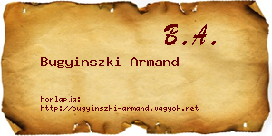 Bugyinszki Armand névjegykártya